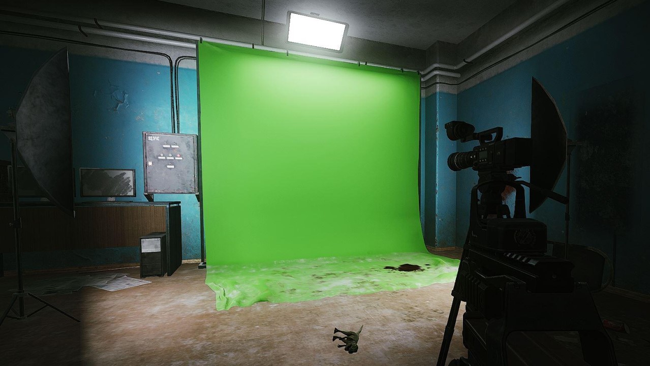 green screen room in Customs